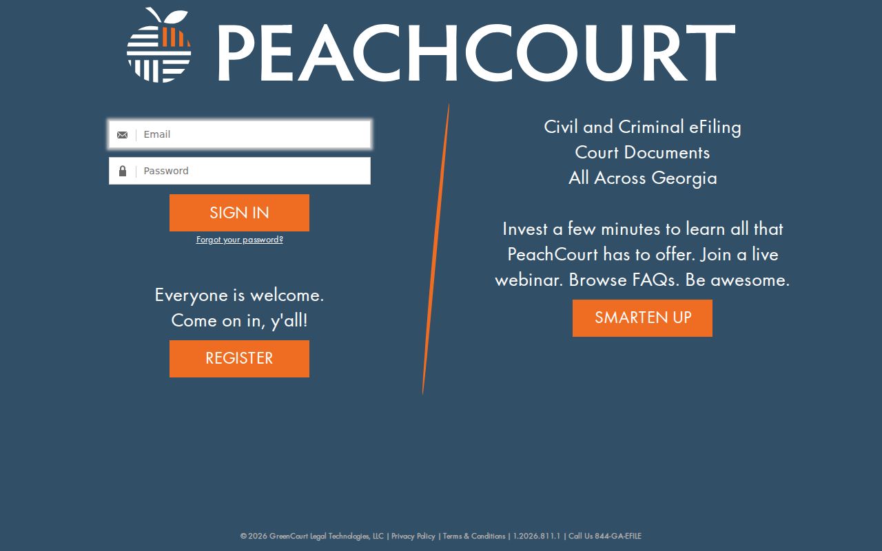 PeachCourt access screen for Twiggs County Superior Court cases