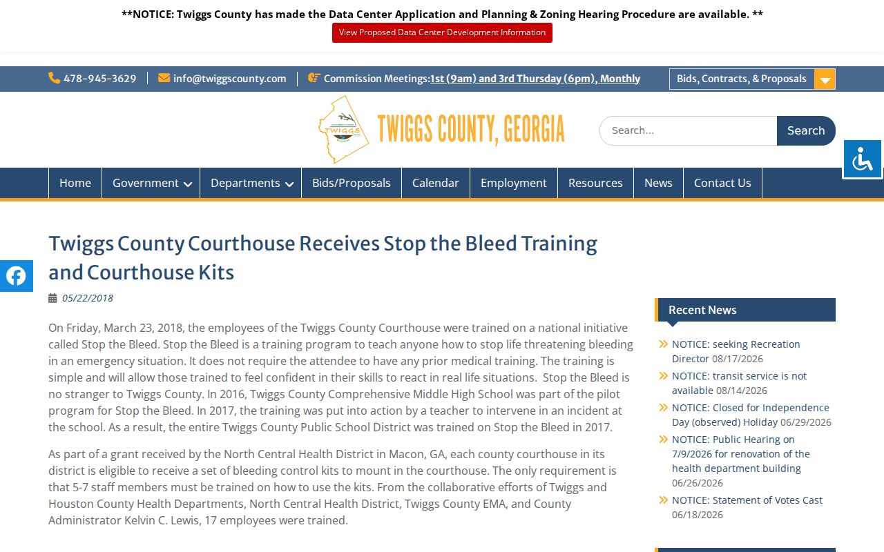 Twiggs County courthouse safety training relevant to criminal docket visits