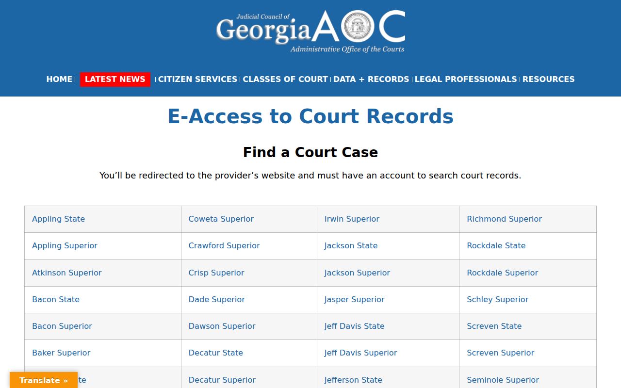 Twiggs County court docket E-Access route to PeachCourt
