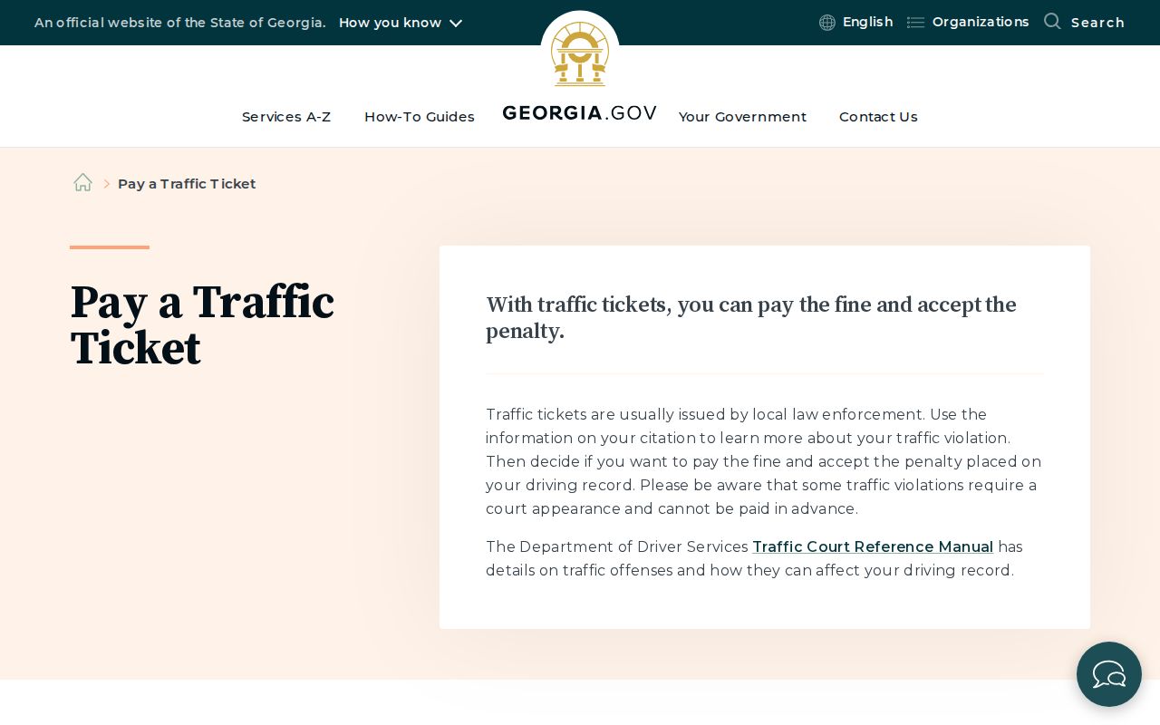 Georgia government traffic ticket payment overview
